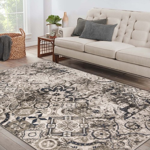 Rangoli Modern Geometric Medallion Carpet Soft Indoor Large Area Rug or Runner - Picture 10 of 26