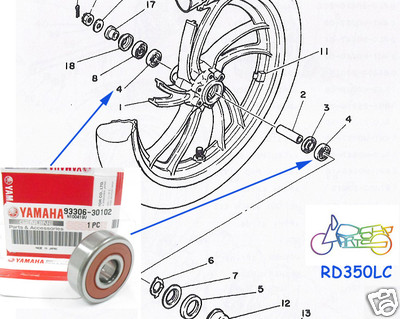 Yamaha Rd250lc Rd350lc Front Wheel Bearing Nos Front Wheel Breaing 93306 30102 Ebay