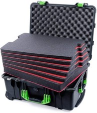 Black Lime Green Pelican 1560 case with customizable tool foam inserts.