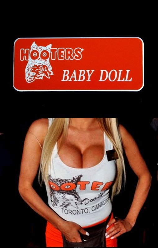 Hooters Uniform Baby Doll Name Tag   extra bar maid cheerleader