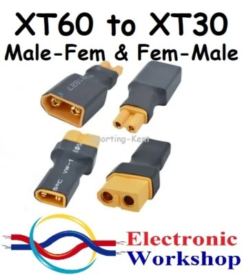 XT60 to XT30 Adaptor Plug RC Model Scooter Bike Drone Car Male Female UK Seller - Image 1 of 4