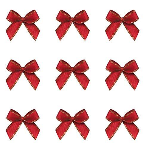100pcs Mini Metallic Edge Satin Bowknot Flowers DIY Craft Scrapbooking Red - Picture 1 of 2