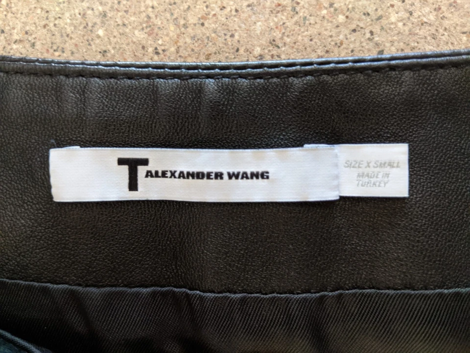 T by Alexander Wang Cuero Negro Piel de Cordero Cintura Alta Mini Talla XS Foto 4 de 4