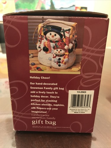 Holiday at Home Snowman Family Earthenware Gift Bag, Brand New In Box - Picture 8 of 10