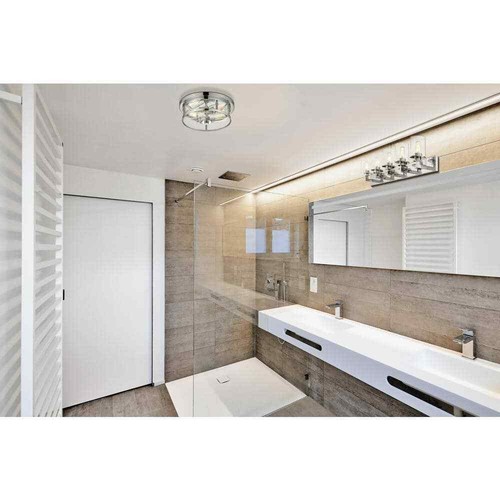 Unbranded Savannah 13.75 in. 2-Light Chrome Flush Mount with Clear Shade - Picture 5 of 6