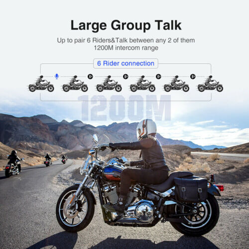 Motorcycle Helmet Intercom Bluetooth Headset 6 Riders Interphone Speaker 800M - Picture 3 of 12