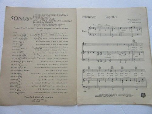 Together by DeSylva Brown Henderson film cover 1944 vintage sheet music - Picture 4 of 6