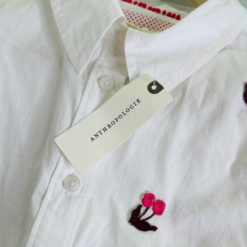 NEW Maeve Anthropologie Womens Floral Embroidered Bennett Button Up Shirt Size M - Picture 11 of 12