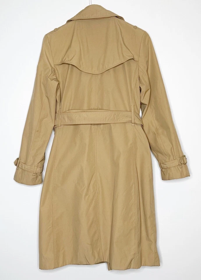 Chaqueta gabardina Norma Kamali doble botonadura para mujer color tostado talla mediana Foto 3 de 4