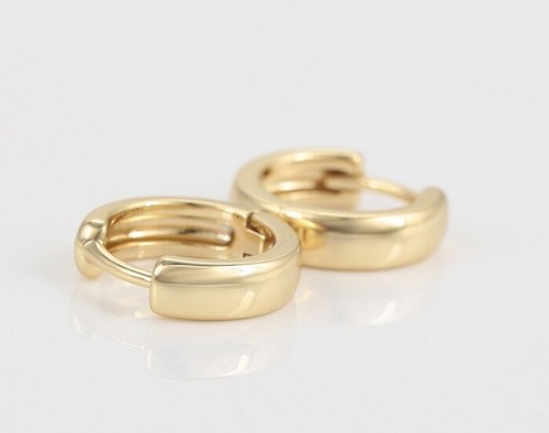 9K Gold Filled Plain Men / Kid/ Lady Small Med Hoop Huggies Sleeper Earring Xmas - Picture 23 of 49