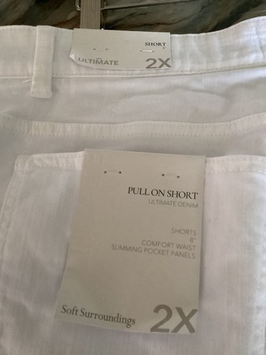 Pantalones Cortos Relajados Suaves Alrededor Blanco Ultimate Denim Pull On Talla 2X ¡Nuevos con Etiquetas! - Imagen 7 de 9