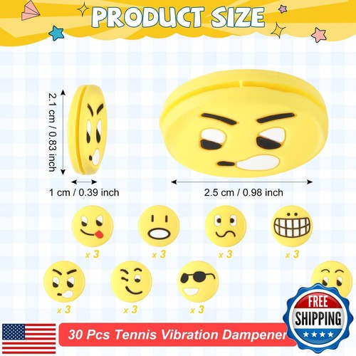 Jexine 30 Pcs Tennis Vibration Dampener Silicone Tennis Racket Dampener Cute - Picture 2 of 5