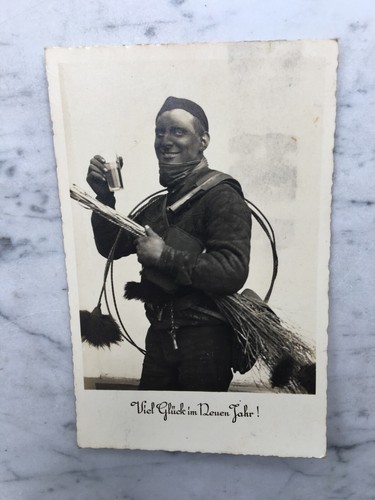 OLD POSTCARD GREETING CHIMNEY SWEEPER OLD POSTCARD - Picture 1 of 2