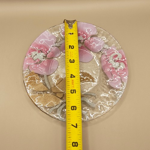 Plato de vidrio artístico fundido Sydenstricker de colección firmado por orquídea 7" hecho en EE. UU. Cottagecore - Imagen 24 de 24