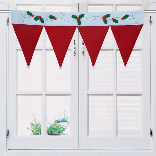 Christmas Valances Windows Christmas Santa Hat Curtain Holiday Window Curtain - Bild 3 von 9