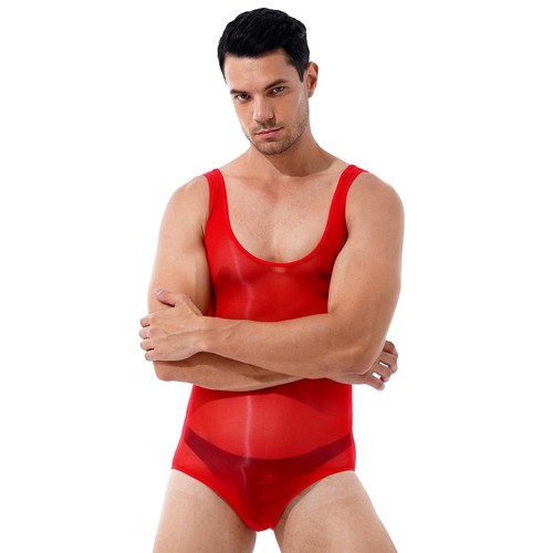 Mens Sexy Sheer Sleeveless Slim Bodysuit See-through Leotard Underwear Nightwear - Picture 231 of 268