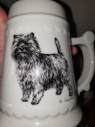 VTG Cindy Farmer Dog Coffee Large Cup Mug Norwich Cairn Terrier White Black 1985 - Picture 6 of 6