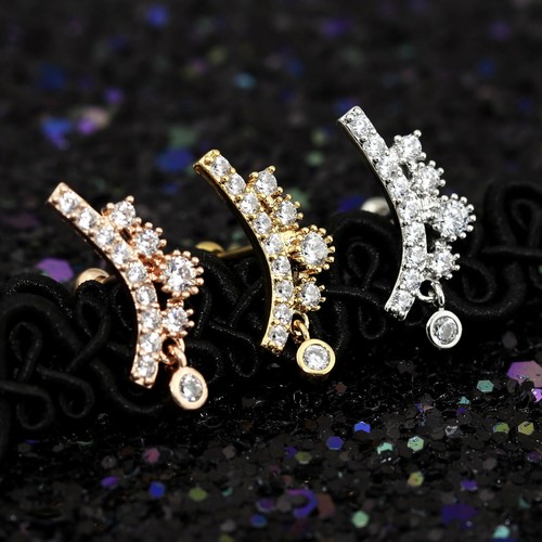 Gem Crystal Ear Cartilage Helix Ring Bar Stud Ear Cuff Climber Piercing Earring - Picture 170 of 268