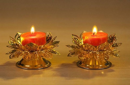 2pcs Buddhist Supplies Lotus Candle Butter Lamp Candle Holder for Buddha Pray - Picture 1 of 5