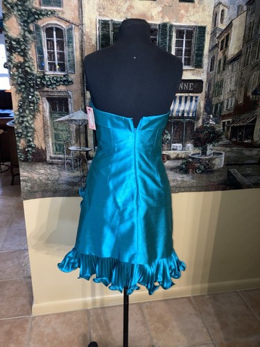 Phoebe Couture trägerloses Rüschen-Minikleid türkisgrün 100 % Seide 6 neu mit Etikett - Bild 4 von 7