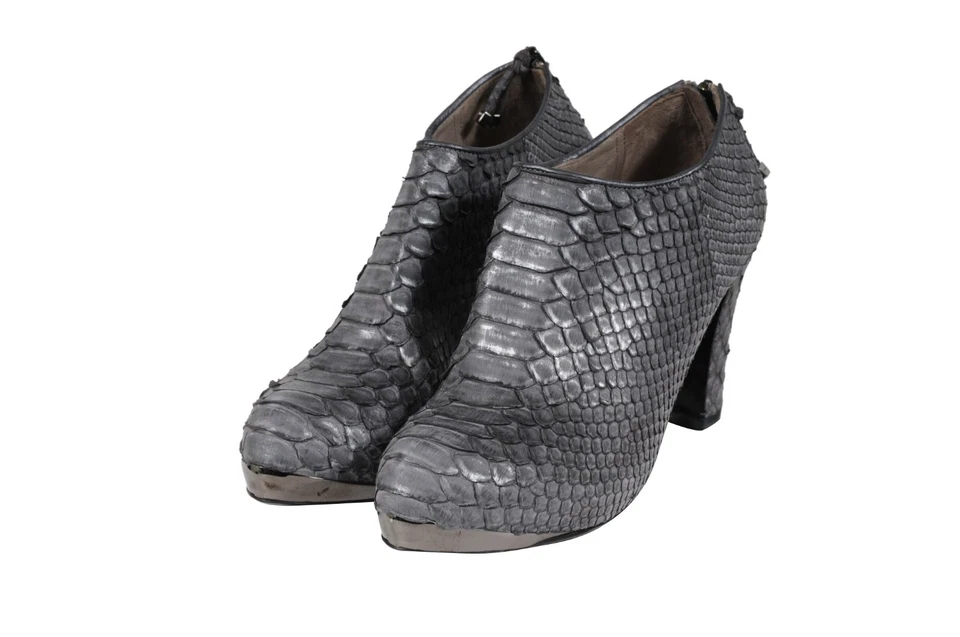 Botines Devi Kroell Mujer EE. UU. 7 UE 37 Gris Pitón Piel de Serpiente Botas Foto 3 de 4