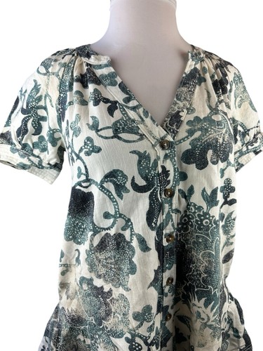 NWT Anthropologie x Pilcro Printed Puff Sleeve Dress Cotton Linen Blend Small - Picture 7 of 17