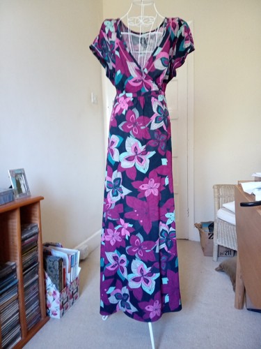 Mantaray Multicolour Floral Cotton Maxi Dress UK 14 VGC