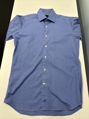 David Donahue Blue mens Button Front Dress Shirt 15.5x34/35 Trim Shirt Mens - Picture 3 of 14