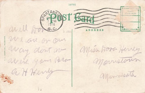 SPARTANBURG SC GWYN SCHOOL 1918 VINTAGE POSTCARD 052425 U - Imagen 2 de 2