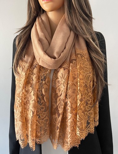 Wedding Shawl Ladies Scarf Large Lace Pashmina Floral Wrap Plain Cotton Hijab - Picture 9 of 58