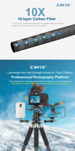 CAVIX PT-284X2C Carbon Fibre 4-Section Tripod Kit - with X-35S Ball Head - Picture 10 of 18