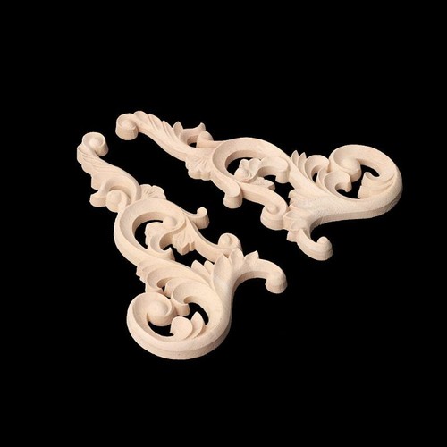 Pair Carved Corner Onlay Applique Frame Decor Furniture Unpainted Home - Picture 4 of 8