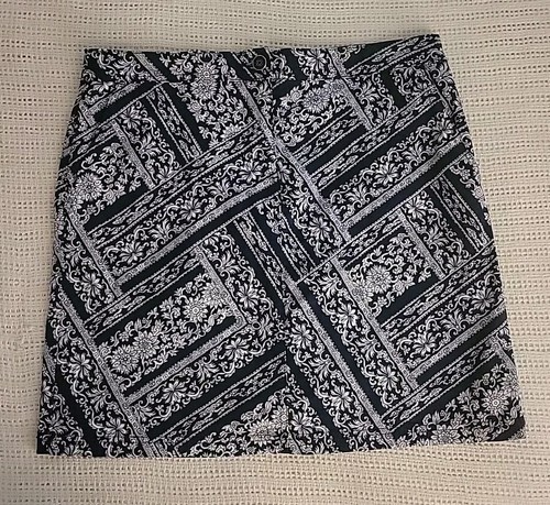Karen Scott Skort-Skirt-Womens 12-Blue/White-Floral Paisley Golf/Tennis-Matching - Picture 2 of 11