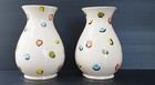 Pair Of Vases A Polka Dots Ceramic 1950 Vintage Years 50 Rockabilly Zazou 50S