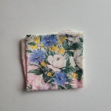 Vintage Square FLORAL Ladies Handkerchief Hanky Butterflies Bouquet Pink 16"
