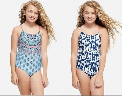 justice swimsuit medallion /& tie dye reversible one piece size 8 NWT