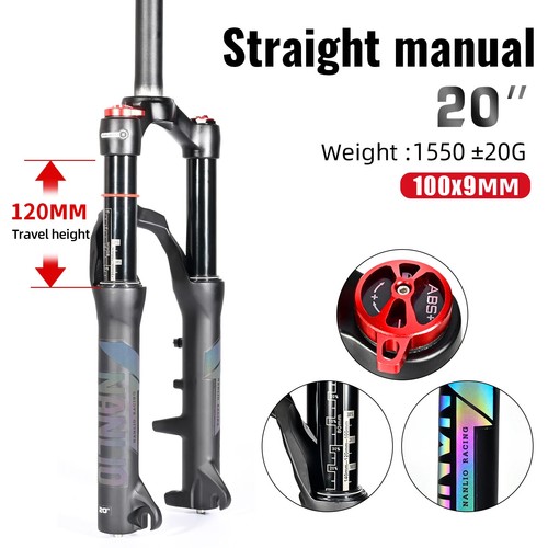 Mountain Bike Kids' Suspension Air Fork 20 24'' Shoulder Lock Oil and Gas Fork - Picture 8 of 32