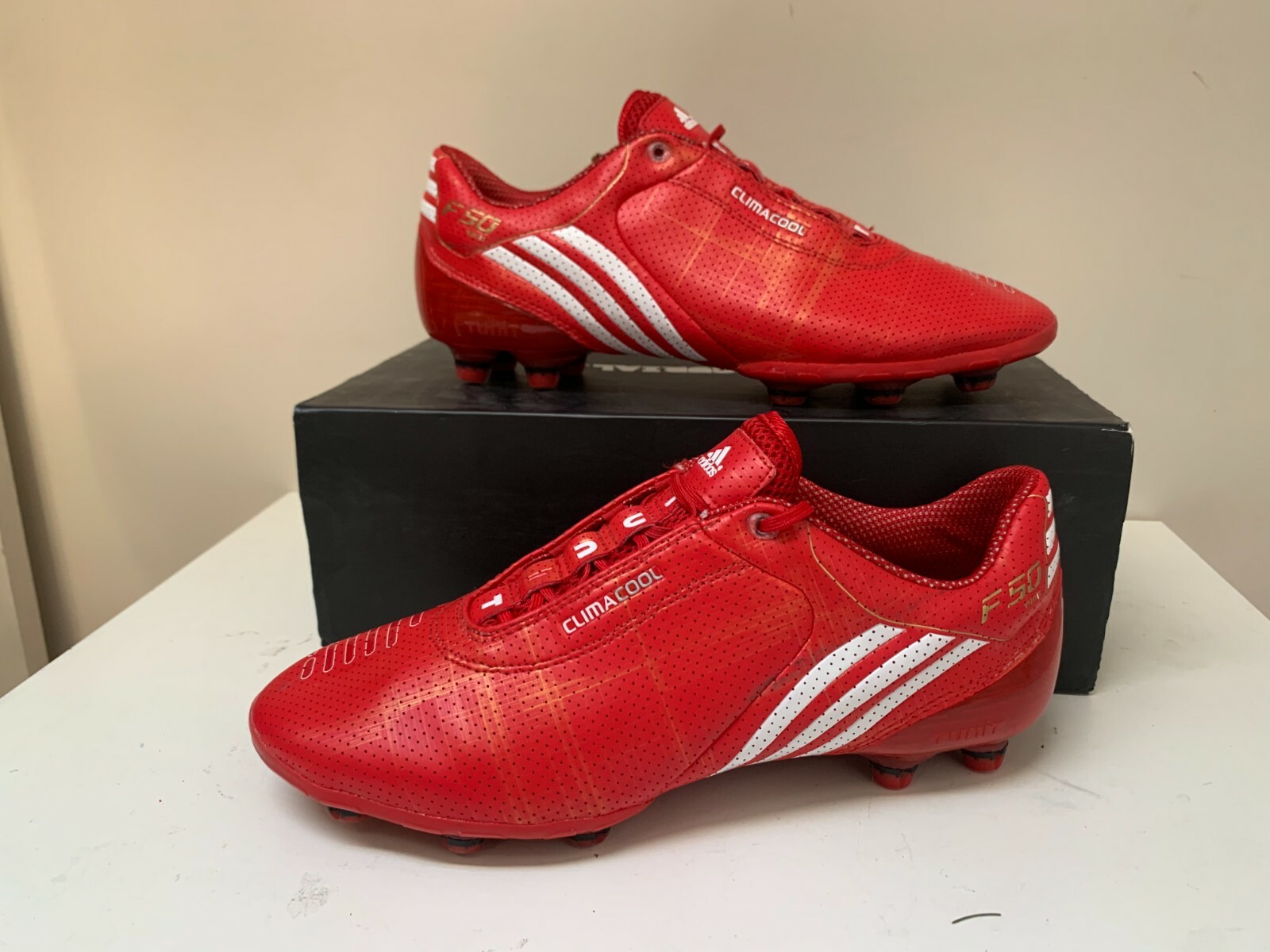 Botines de Fútbol F50 Tunit Negros Talla EE. UU. 9.5 43 1/3 Rojo Climacool | eBay