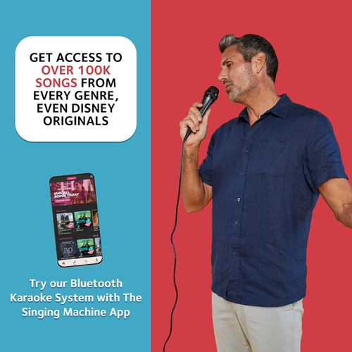 Singmaschine Karaoke Maschine für Kinder und Erwachsene mit kabelgebundenem Mikrofon - aufgebaut - Bild 6 von 12