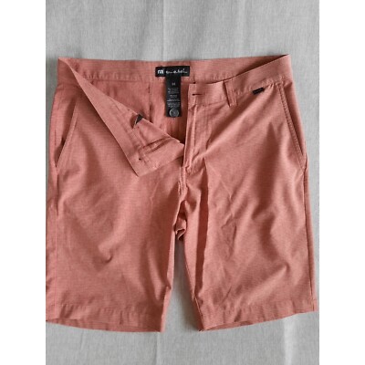Travis Matthew Mens 34 Sand Harbor Striped Golf Shorts Dusty Rose Pink Classic