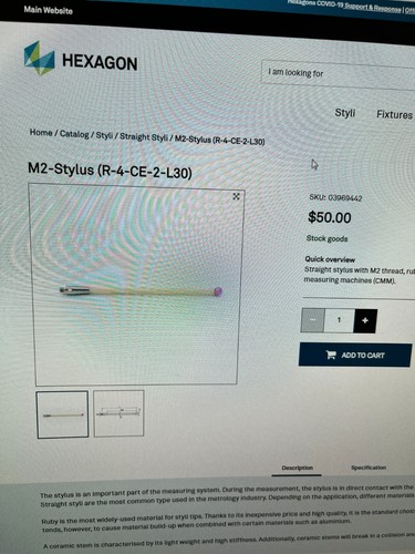 LOT of 2 HEXAGON CMM M2 STYLUS R-4-CE-2-L30, NEW - Picture 3 of 3