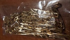 100 2 Brass Safety Pins 1.5 Inch Major 38mm closed