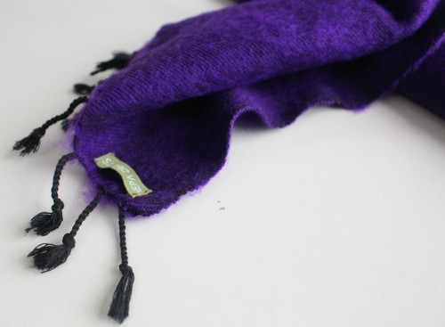 Purple Black Three Ply Woolen Muffler - Picture 3 of 3