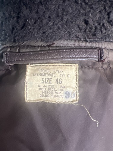 USN ‘73 VIETNAM FLYER'S INTERMEDIATE TYPE G-1 BOMBER FLIGHT JACKET 46 XL NICE!✅ - Picture 13 of 15