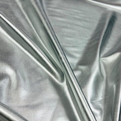 4-way Stretch Fabric Silver Metallic Foil Spandex 60" wide By Yard for Swimwear - Picture 4 of 7