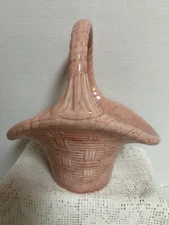 Vtg. Byron Molds 1975 Pink Ceramic Easter Basket 9x9” EUC Hobbyist Piece