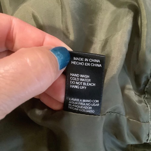 Ambiance cinched waist hooded Army green military style zip jacket streetwear S - Picture 9 of 10