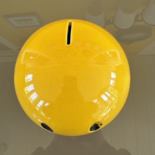 Vintage 1970’s McCoy HAPPY FACE SMILEY Coin Bank Yellow Glazed Ceramic Pottery - Bild 3 von 10