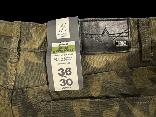 NWT I.N.C Berlin Slim Straight Men’s Camo Cargo Jeans Size 36W x 30L - Picture 6 of 7