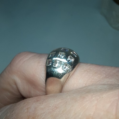10K5 JOLIE GROSSE BAGUE EN ARGENT MASSIF 925 DOME PAVE ZIRCONS TAILLE 60 - Imagen 3 de 6